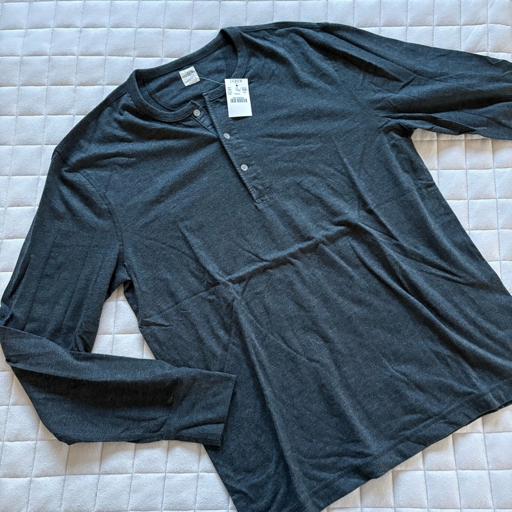 J. Crew Dark Gray Long Sleeve Henley Shirt